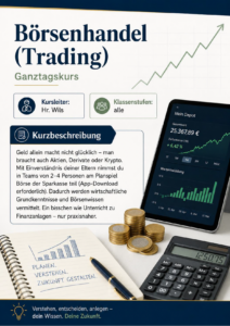 Flyer zum Ganztagskurs Börsenspiel