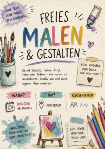 Flyer zum Ganztagskurs freies Malen und Gestalten