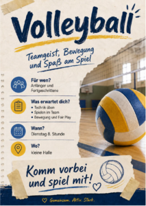 Flyer zum Ganztagskurs Volleyball