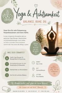 Flyer zum Ganztagskurs Yoga und Achtsamkeit