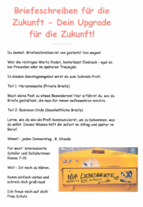 Flyer zum Ganztagskurs Briefe schreiben für Profis