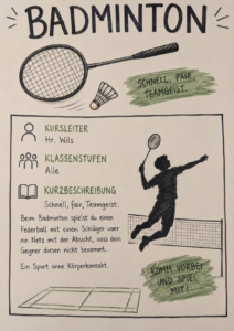 Flyer zum Mittagsband-Angebot Badminton