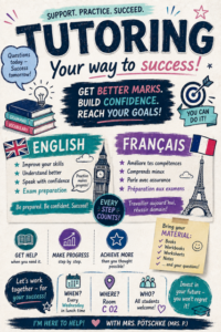 Flyer zum Mittagsband-Angebot Nachhilfe Englisch und Französisch (Tutoring)