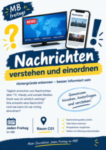 Flyer zum Mittagsband-Angebot Nachrichten verstehen und einordnen