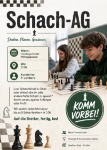 Flyer zum Mittagsband-Angebot Schach-AG